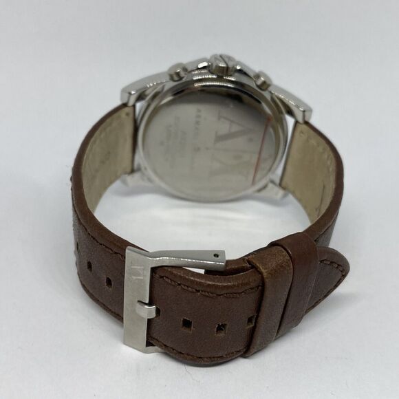 Armani Exchange AR-2501 Men's Brown Leather Analog Blue Dial Quartz Watch JK230 - Picture 10 of 12
